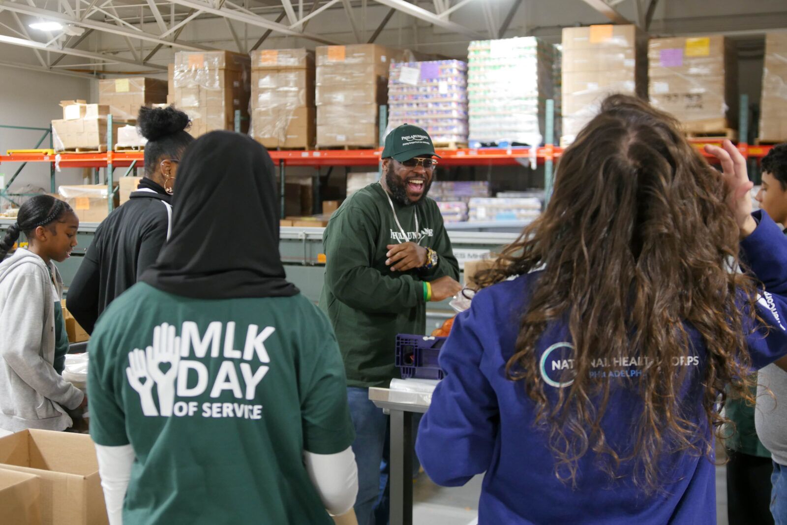 Group of volunteers at Philabundance food bank location for MLK Day of Service